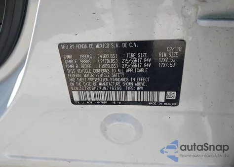 2018 Honda Hr-V Exl from USA, damaged, VIN 3CZRU6H7XJM716266